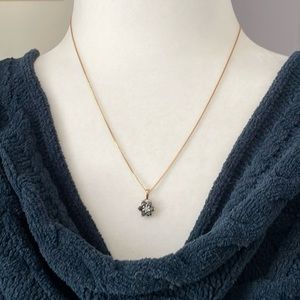 Dainty flower pendant on 18” chain made of 14K gold